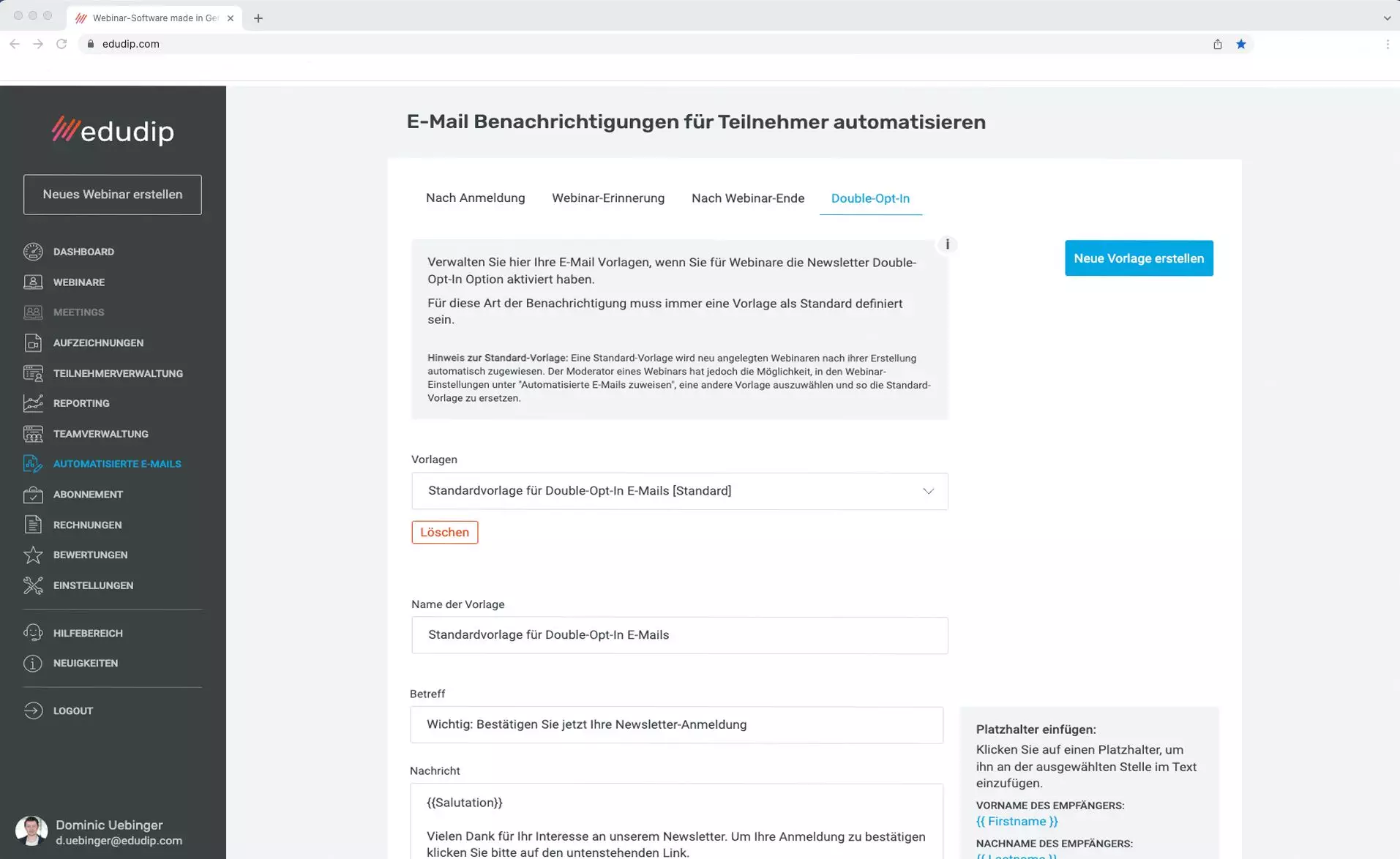 Screenshot Automationen edudip